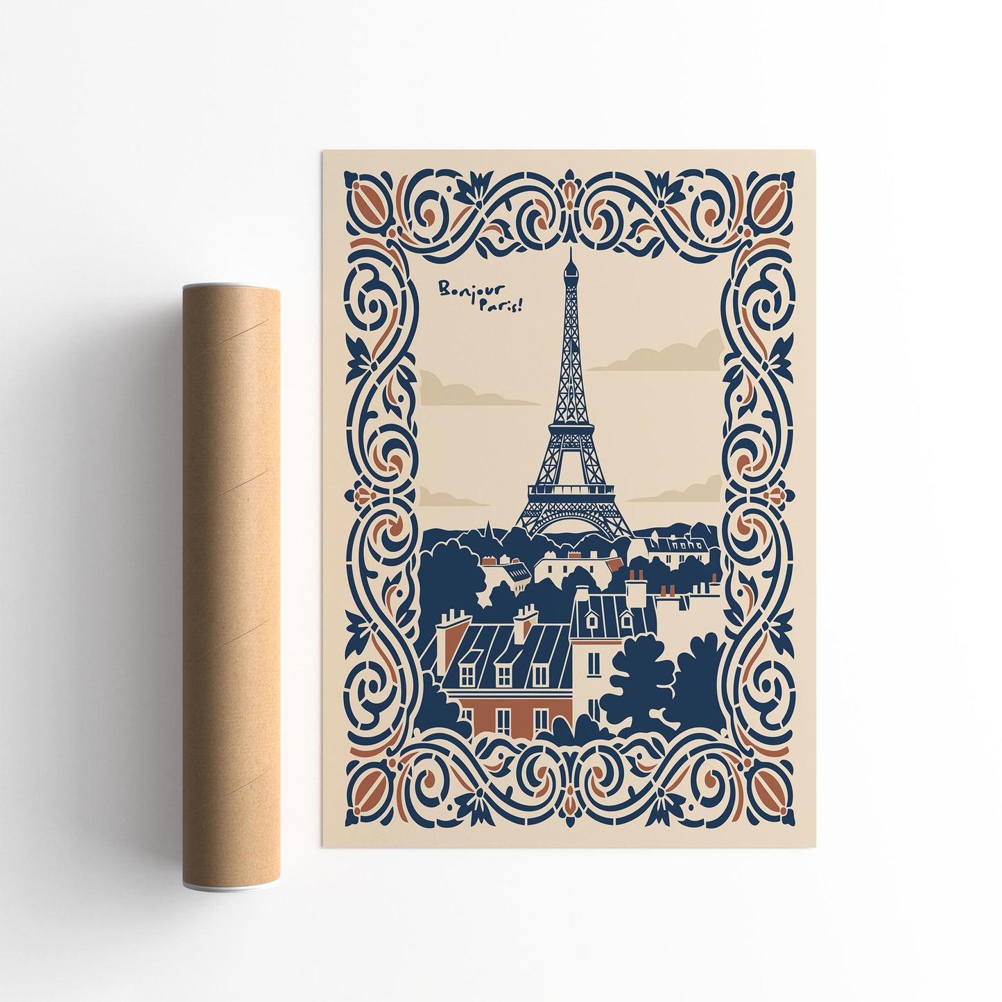 Bonjour Paris Travel Poster