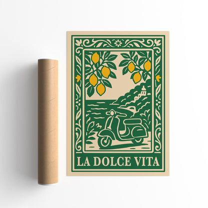 La Dolce Vita Italian Scenic Travel Poster