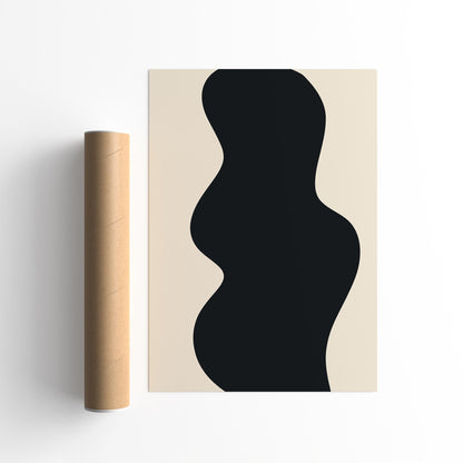 Modern Abstract Black Wavy Shape Poster Print 2026