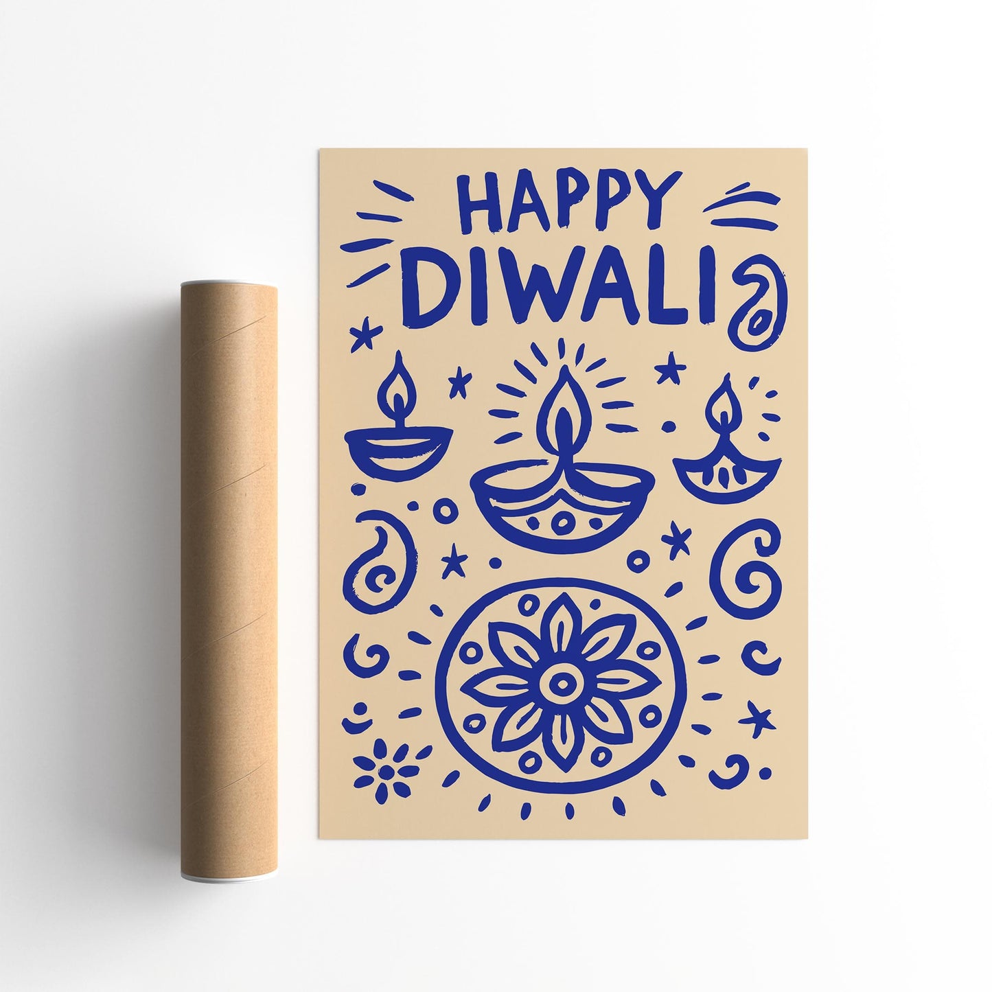 Happy Diwali Poster - Hindu Festival Celebration Wall Art