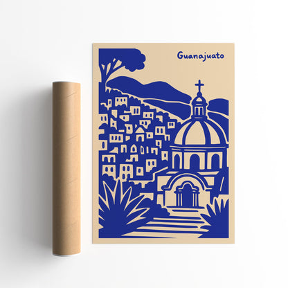 Guanajuato Mexico Blue Cityscape Travel Poster