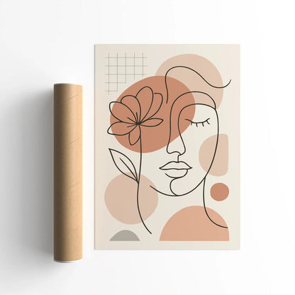 Line Art Soft Woman Face Art Print