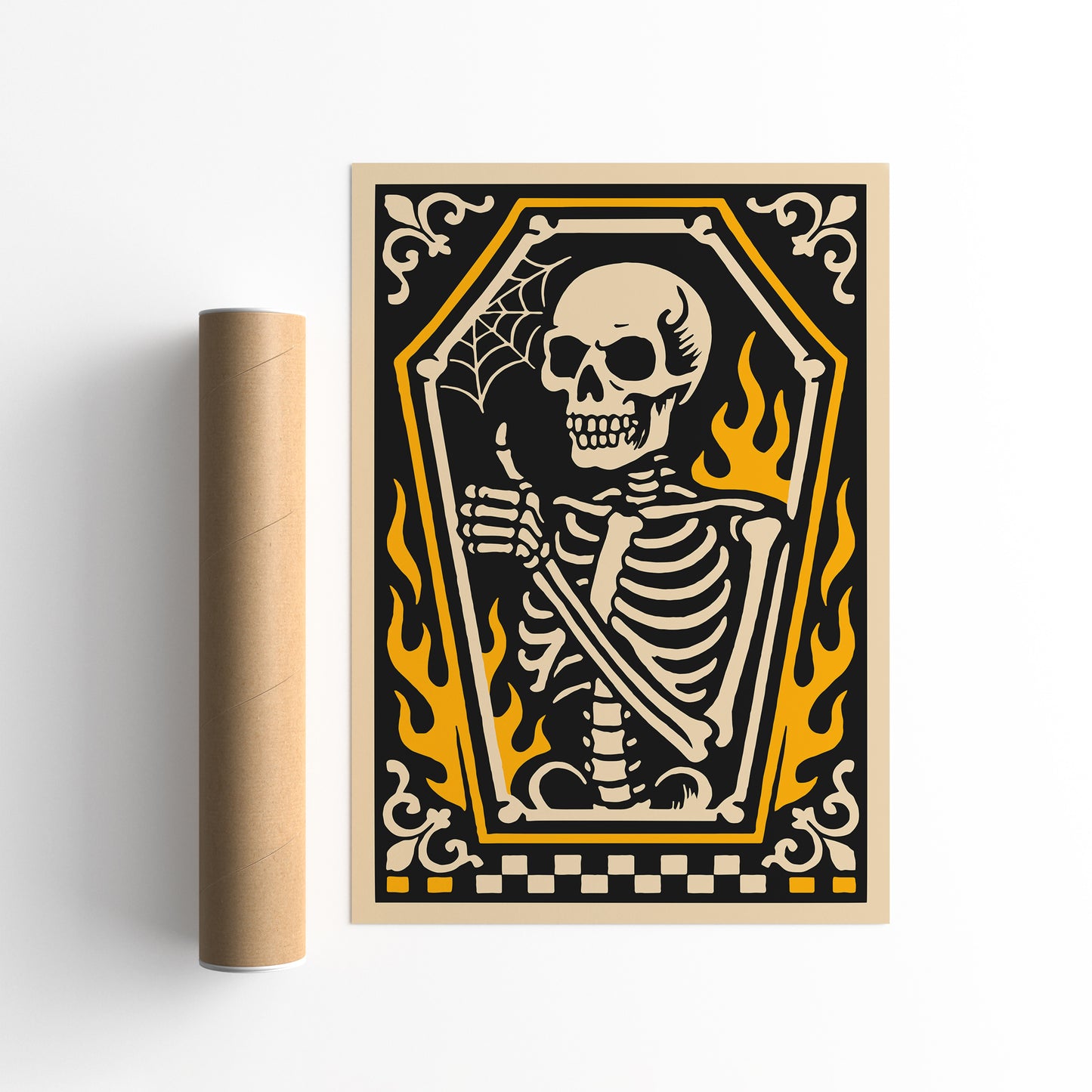 Psychobilly Skeleton Poster - Halloween Home Decor