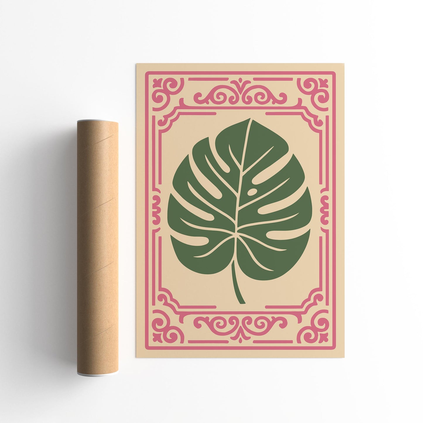 Rococo Revival Green Monstera Leaf Poster