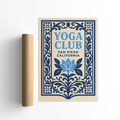 Blue Yoga Club San Diego California Poster