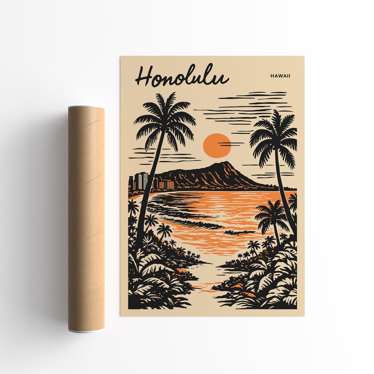 Honolulu Hawaii Tropical Poster