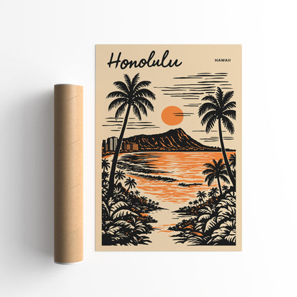 Honolulu Hawaii Tropical Poster