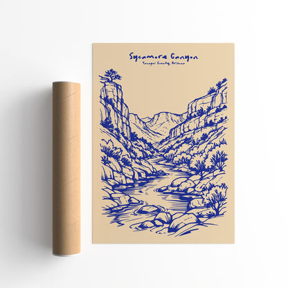 Sycamore Canyon Arizona Poster – Blue Travel Wall Art
