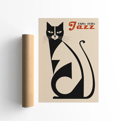 Jazz 1920s Black Cat Art Print