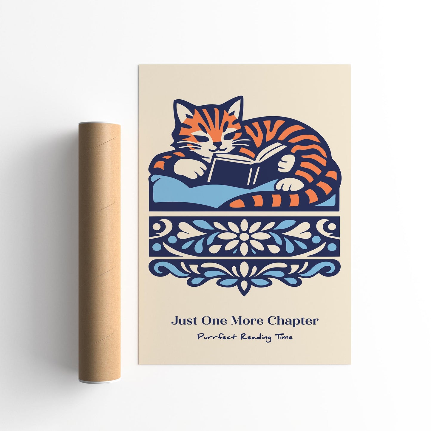 Just One More Chapter Reading Cat Poster