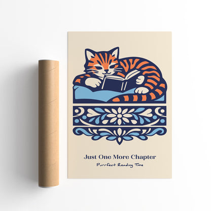 Just One More Chapter Reading Cat Poster