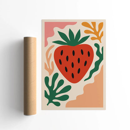 Bohemian Retro Strawberry Poster