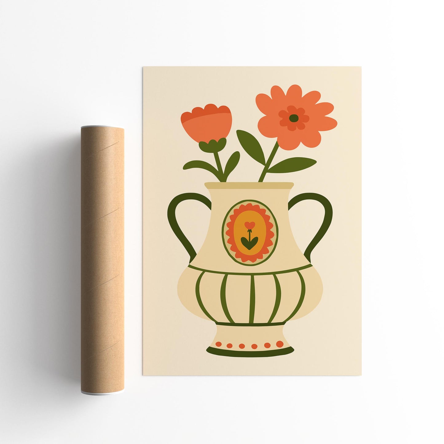 Vase with Flowers Poster - Scandinavian Wall Art