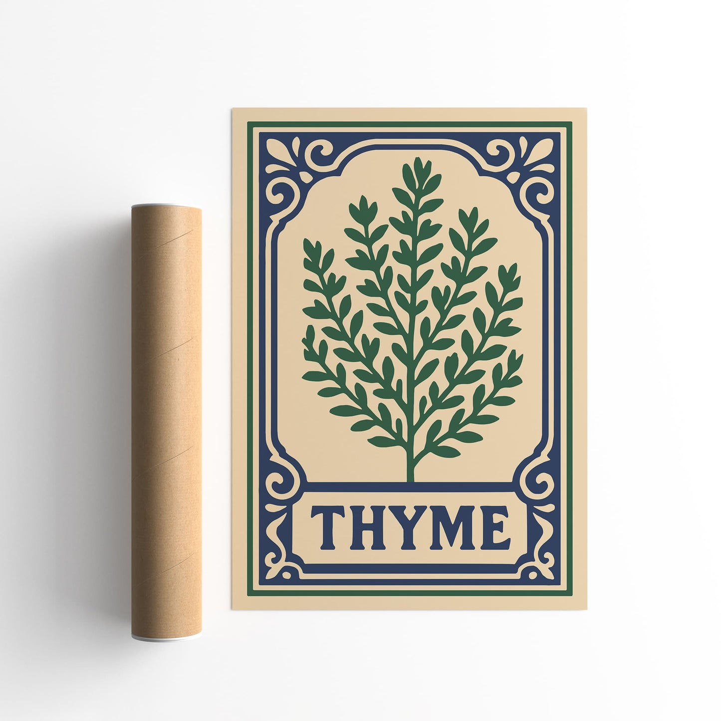 Thyme Herb Poster - Victorian Elegant Art Print for Kitchen