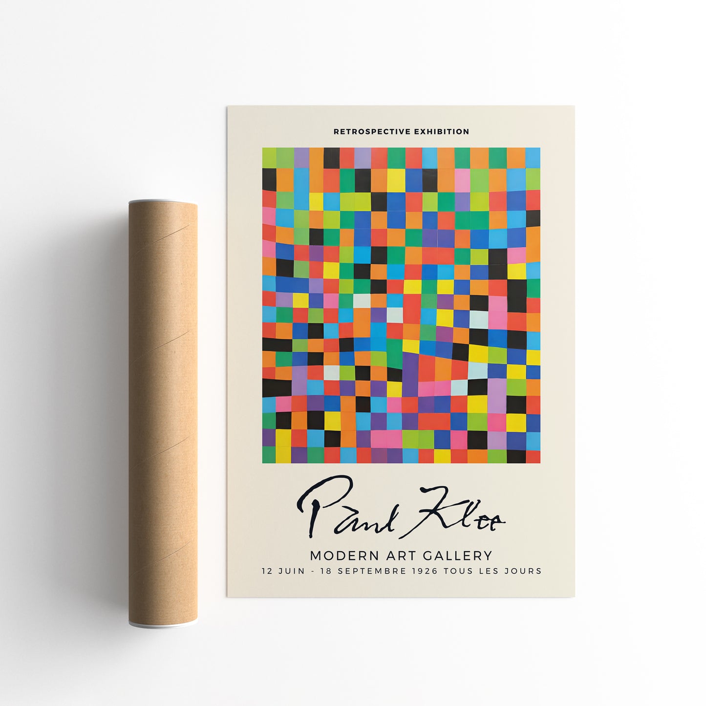 Paul Klee Retro Exhibition Poster, Abstract Geometric Art Print