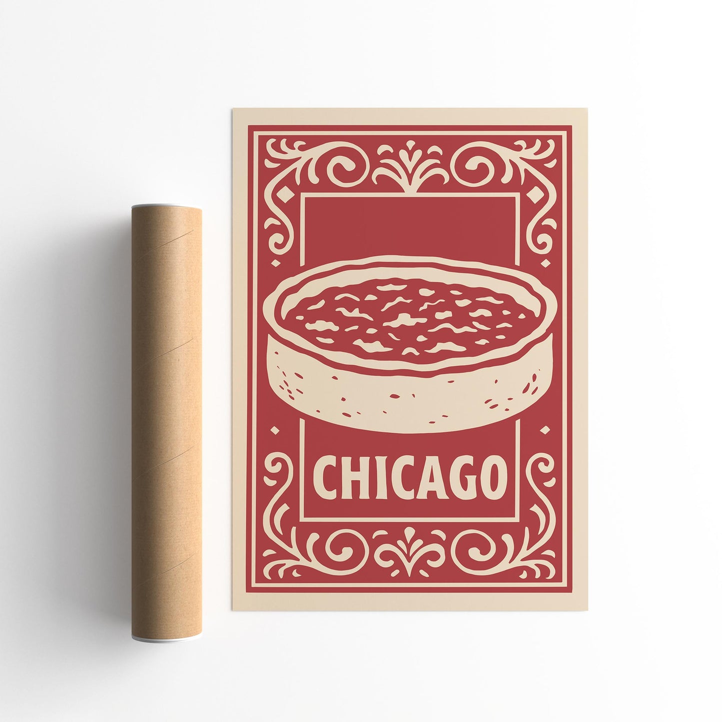 Chicago Deep Dish Pizza Poster - Kitchen Wall Art