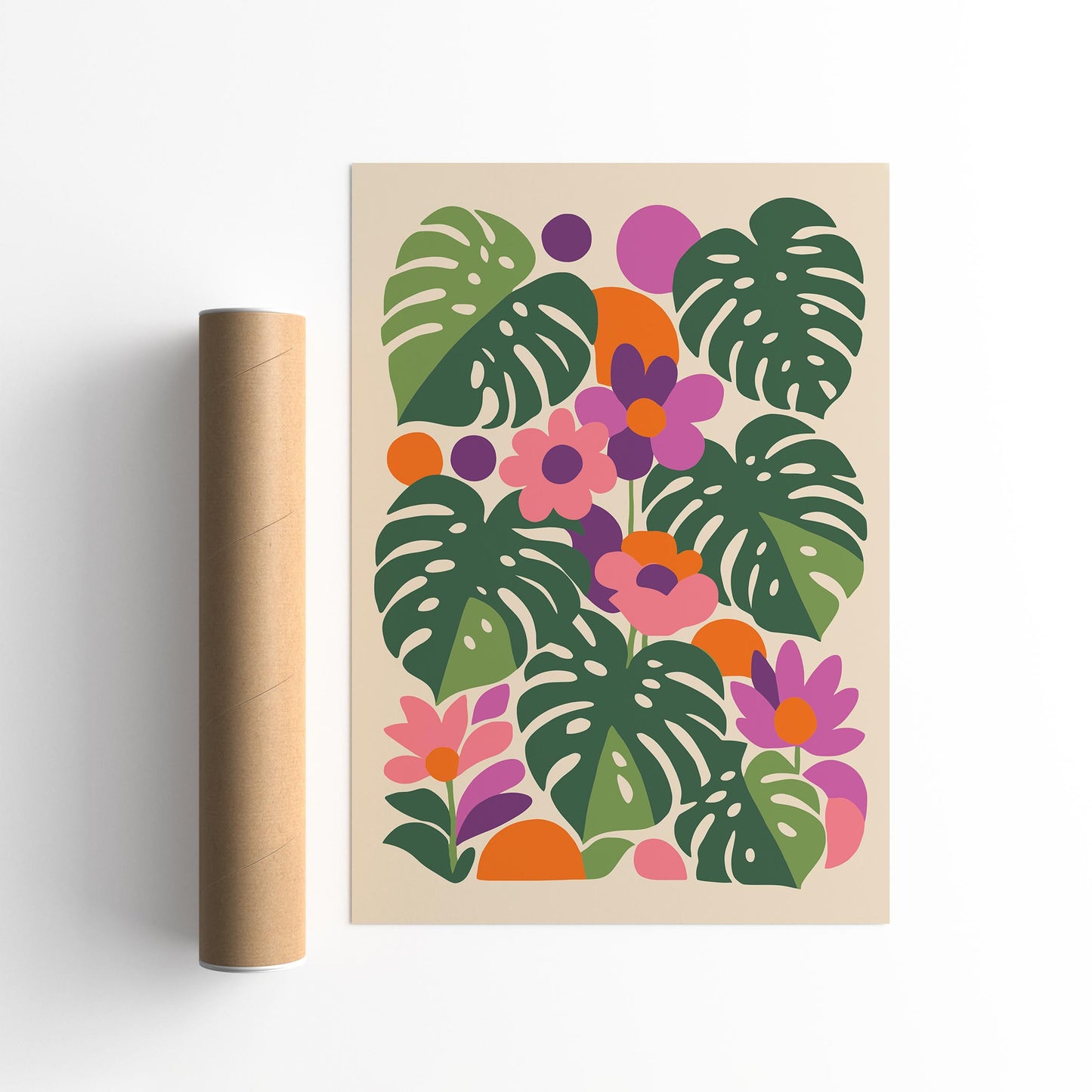Colorful Jungle Monstera Poster – Tropical Botanical Wall Art Print