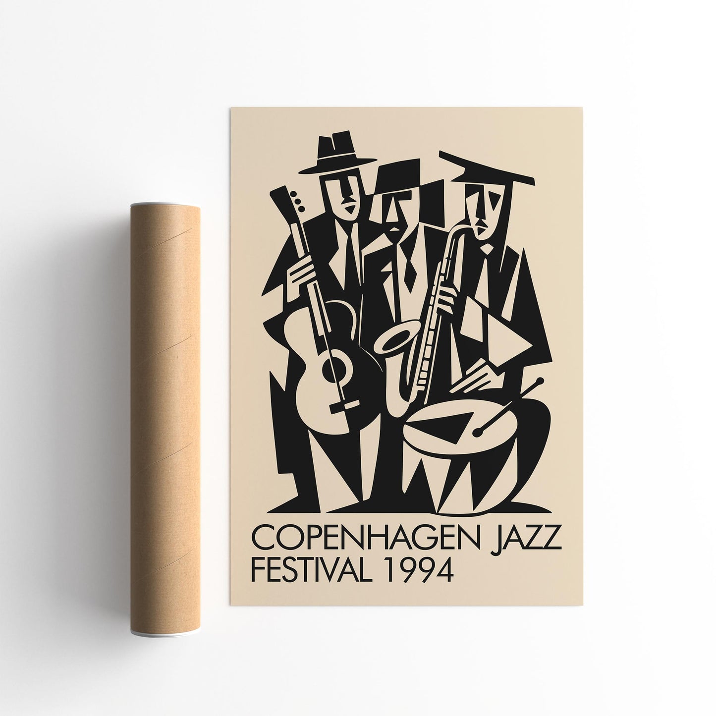 Copenhagen Jazz Festival Poster - Retro Cubist Wall Art Print