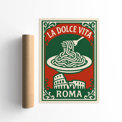La Dolce Vita Poster - Roma Travel Art Print