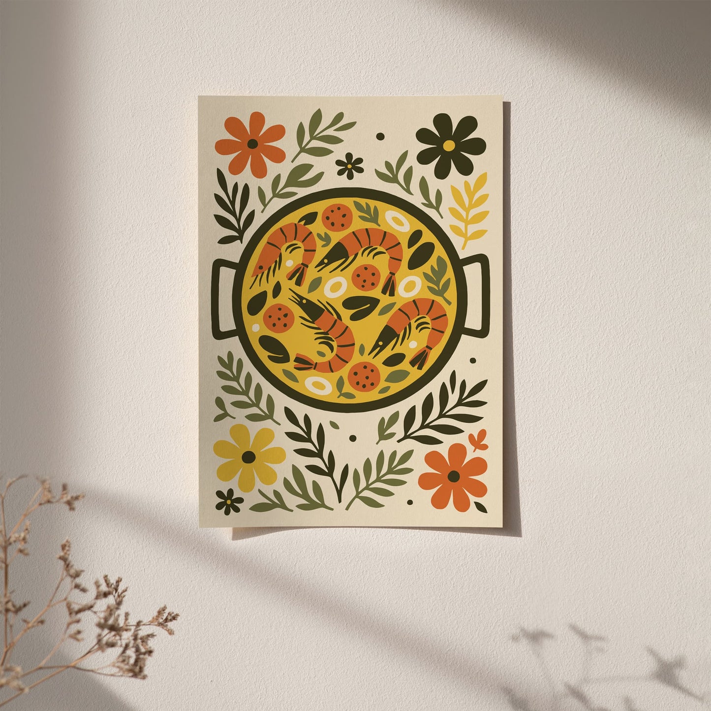 Spanish Paella Poster - Retro Kitchen Wall Art Print