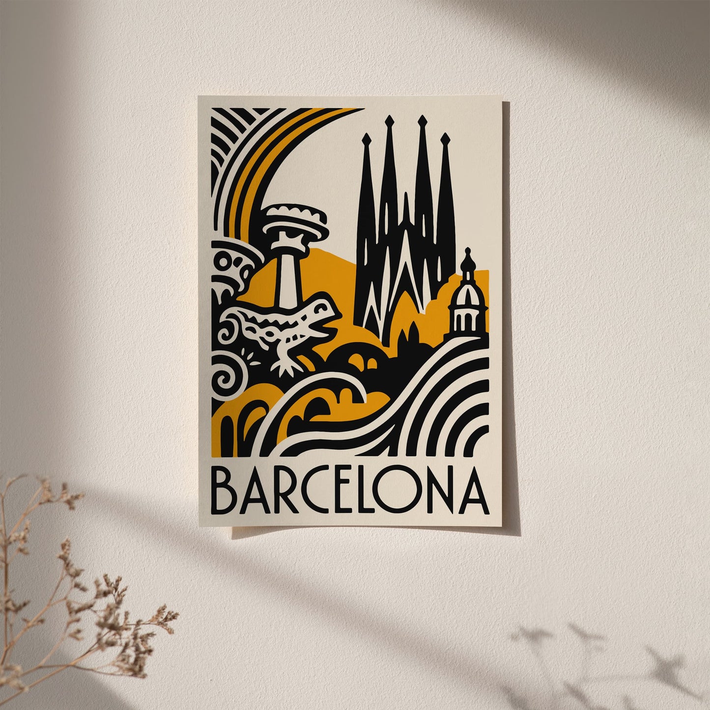Barcelona Cityscape Modern Poster
