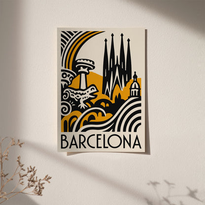 Barcelona Cityscape Modern Poster