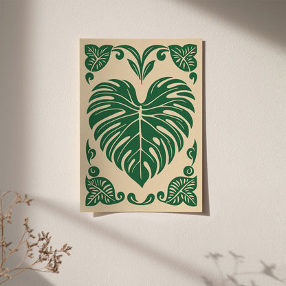 Monstera Love Green Poster
