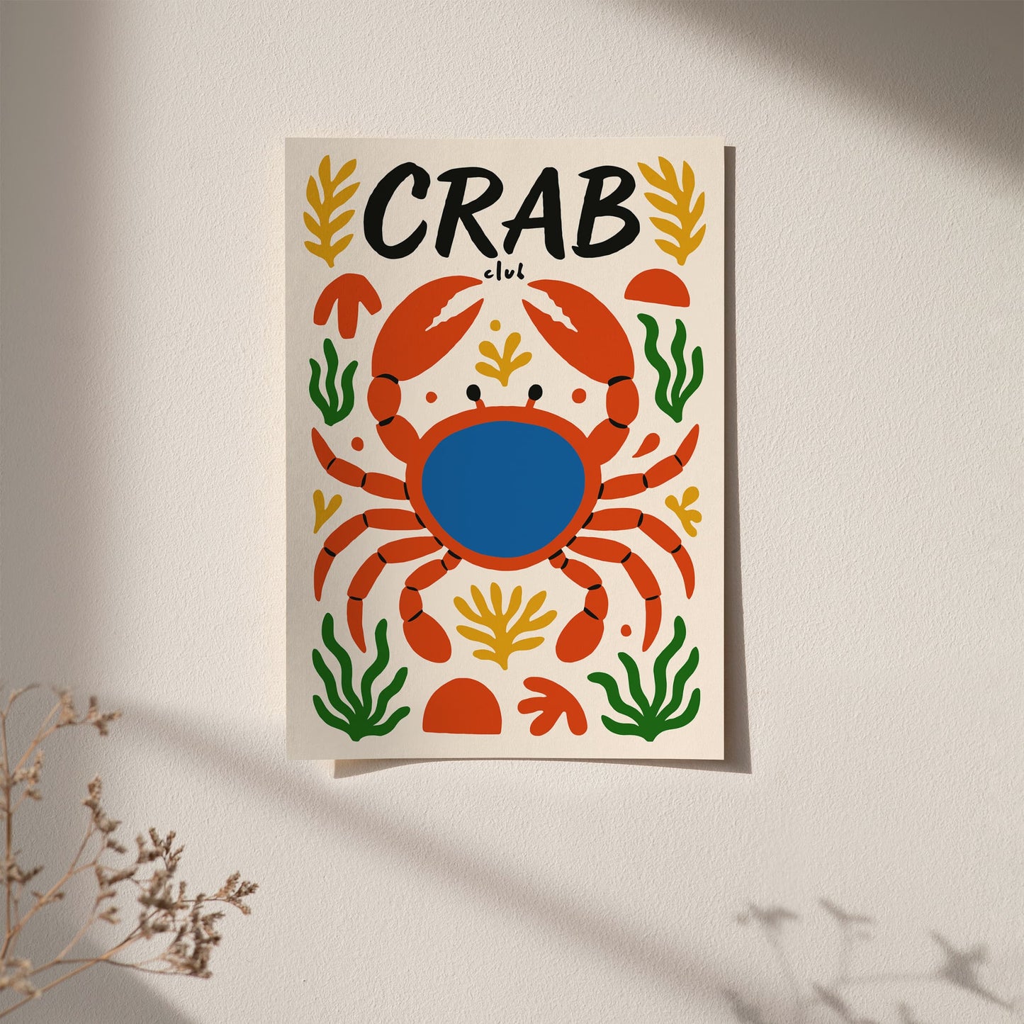 Crab Club Colorful Animal Poster