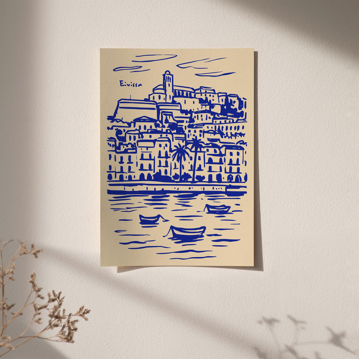 Ibiza Spain Blue Cityscape Travel Poster