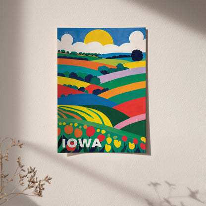 Retro Iowa Art Print - Classic Travel Wall Art