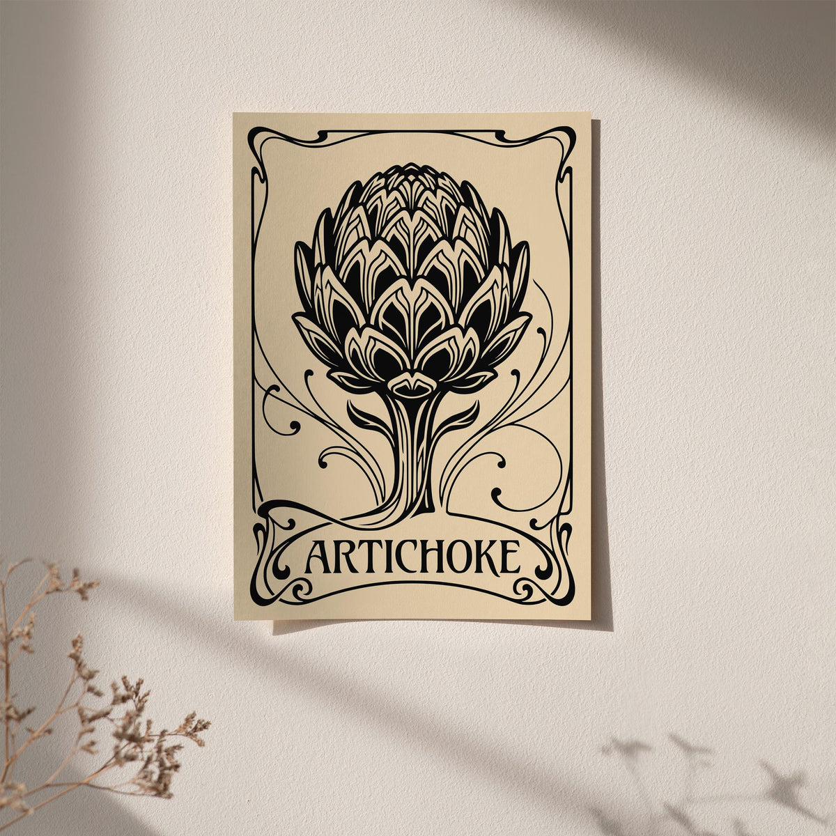 Black Vintage Artichoke Poster