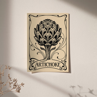 Black Vintage Artichoke Poster