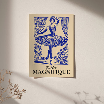 Blue Ballet Ballerina Dance Poster