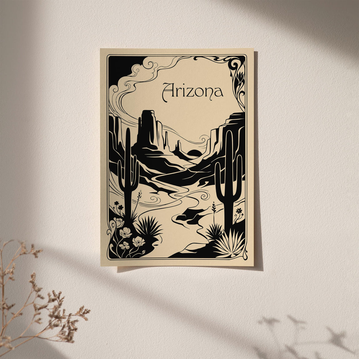 Arizona Black Ink Travel Poster