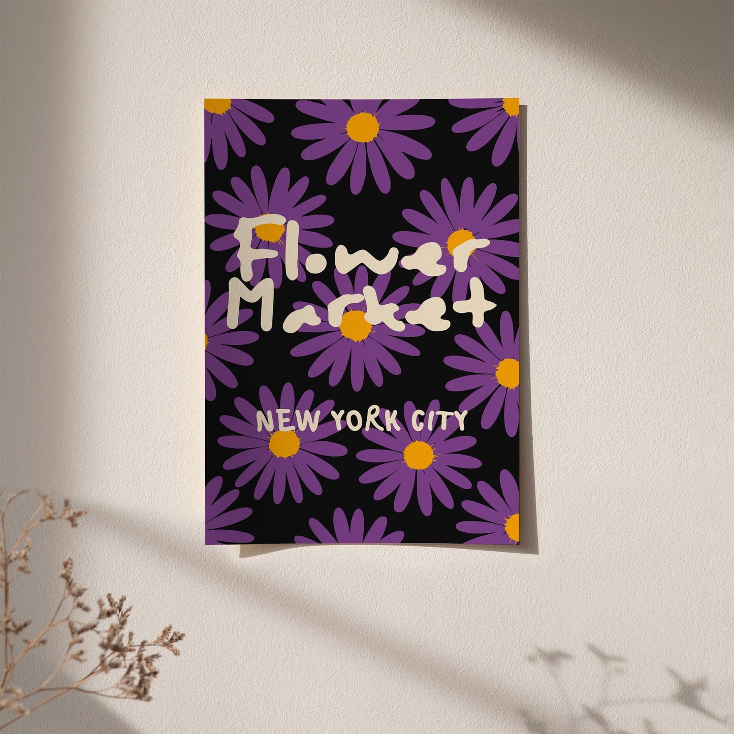 Flower Market New York City Poster, Purple Daisies Print