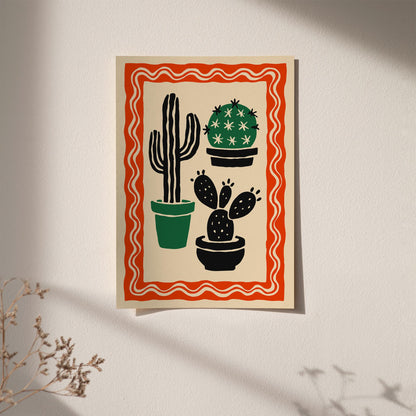 Cacti Plants Poster - Retro Floral Print