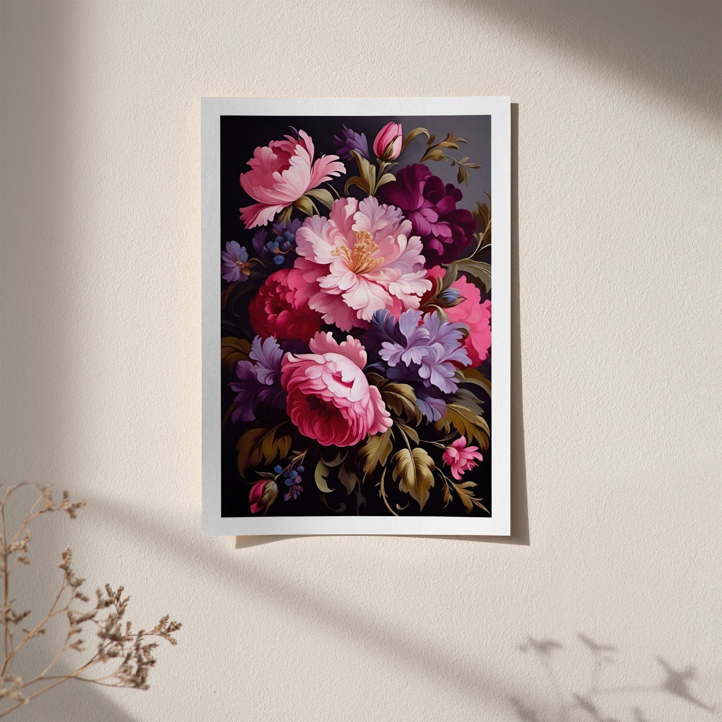 Purple Victorian Floral Wall Art Print