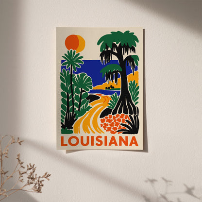 Louisiana Travel Poster - Colorful Landscape Wall Art