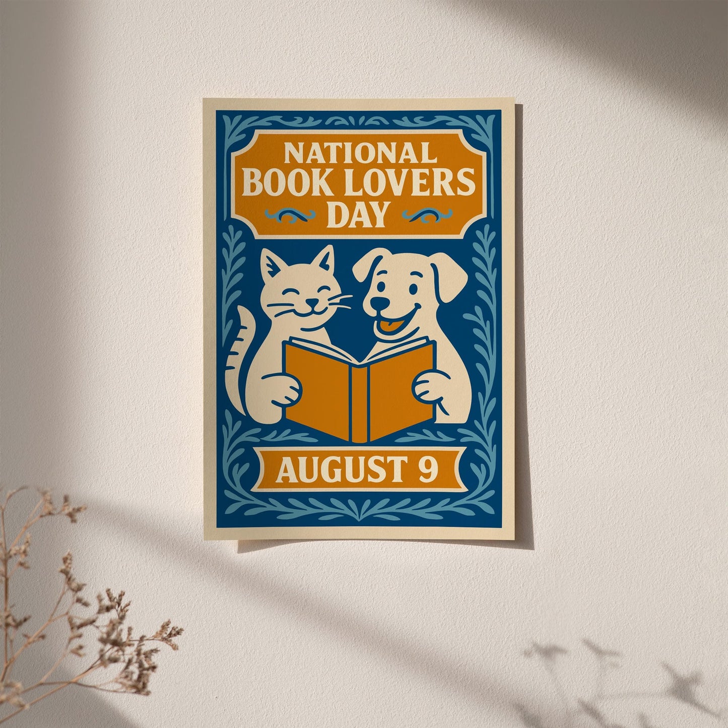 National Book Lovers Day Poster - Blue Literary Art Print