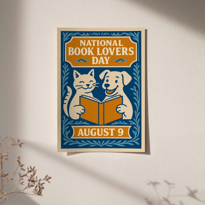 National Book Lovers Day Poster - Blue Literary Art Print