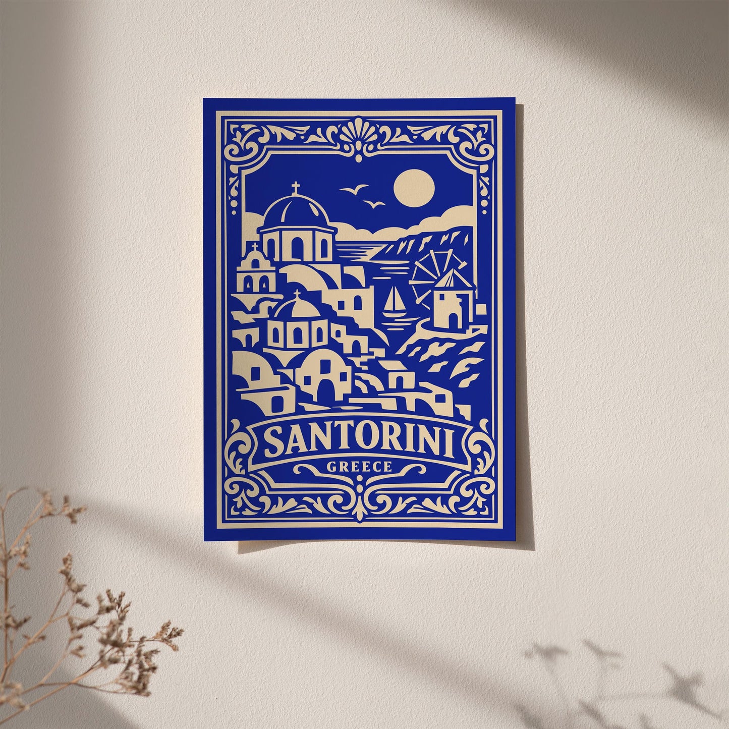 Santorini Greece Blue Poster
