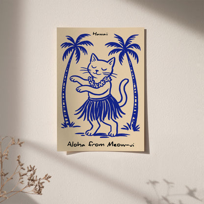 Aloha from Meow-ui Poster - Cat Dancing Hula Art Print