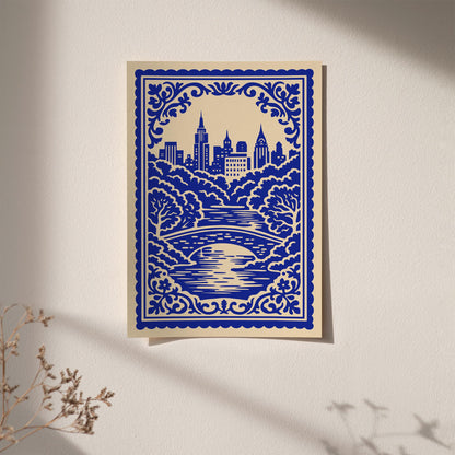 Central Park New York City Blue Cityscape Poster