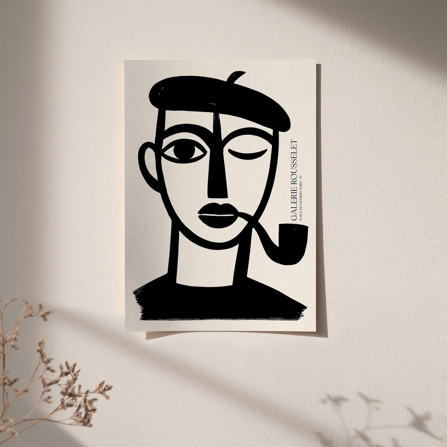 French Boy with Pipe – Black & White Galerie Rousselet Poster