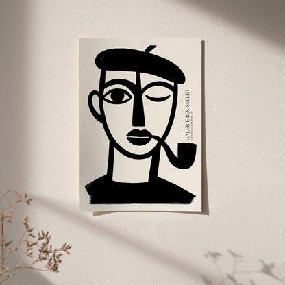 French Boy with Pipe – Black & White Galerie Rousselet Poster