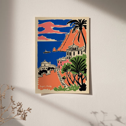 Capri Italy Colorful Landscape Poster