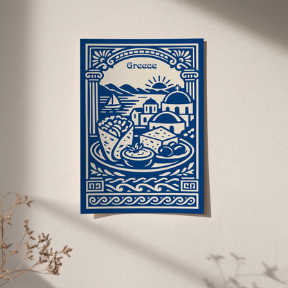 Greece Food and Landscape Poster
