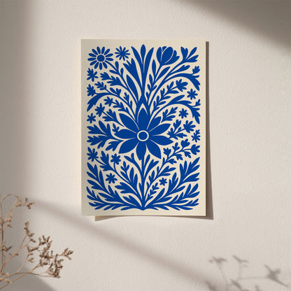 Blue Boho Chic Floral Art Print 2026