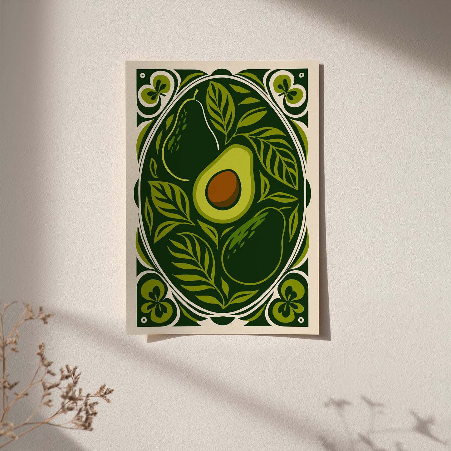 Green Rococo Avocado Poster