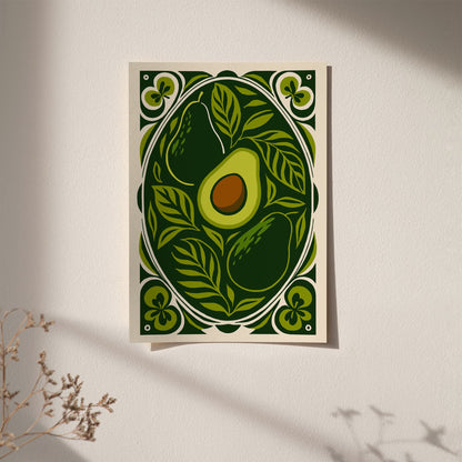 Green Rococo Avocado Poster